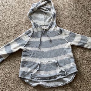 Free People Grey/White Pullover Hoodie